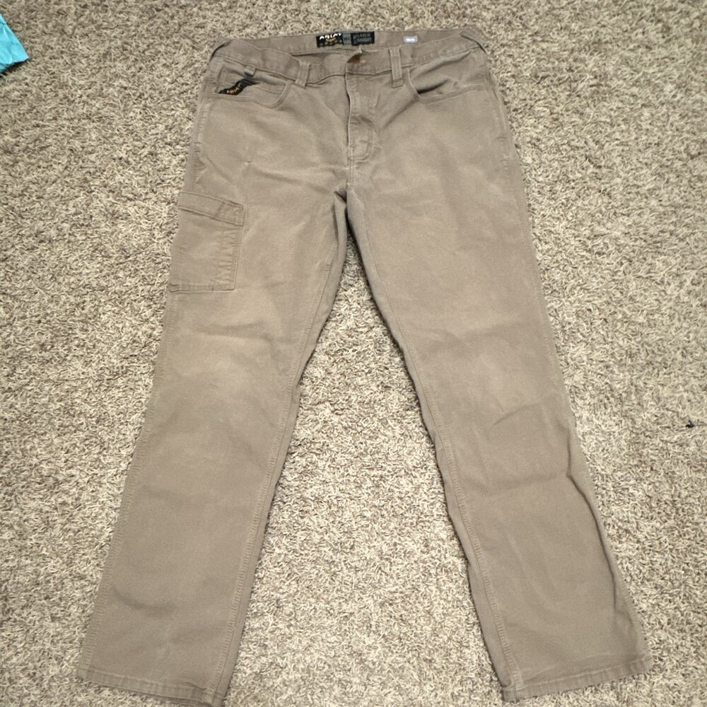 Ariat Rebar Men's Brown Relaxed Straight Canvas Workwear Pants Cargo Pockets 35
